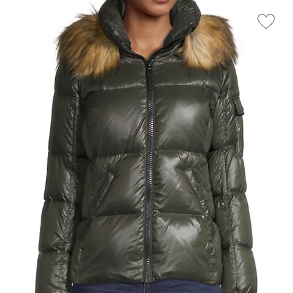 🔥HP🔥S13 Faux Fur-Trim Hooded Puff Jacket